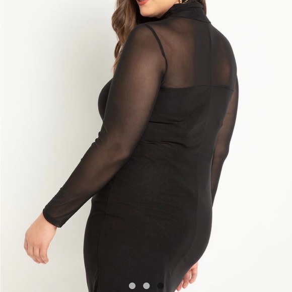 Eloquii Black Mesh Turtleneck Dress - Picture 8 of 9